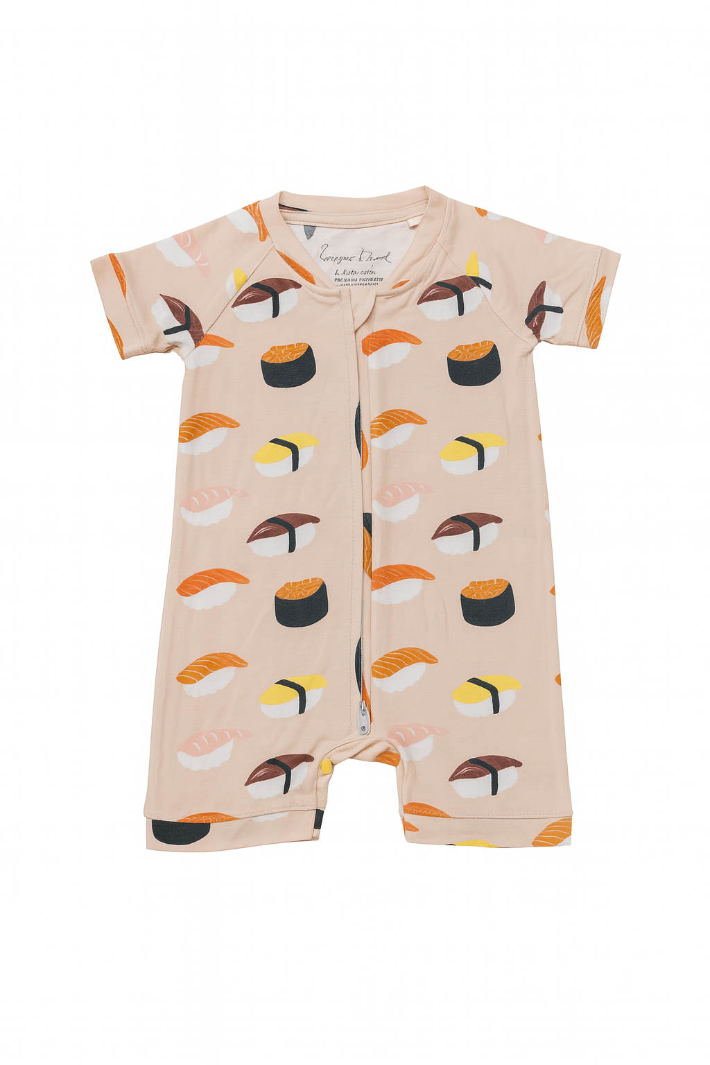 Sushi Lover Bamboo Short Sleeve Zip Up Onesie