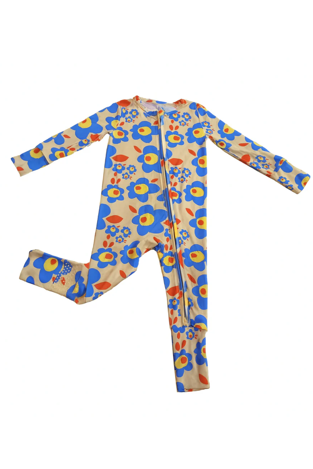 Sunny Blooms Bamboo Long Sleeve Zip Up Onesie with Hand and Foot Covers