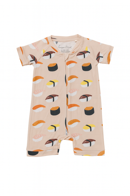Sushi Lover Bamboo Short Sleeve Zip Up Onesie